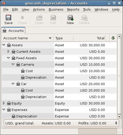 Asset Accounts Before Depreciation