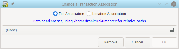 Change a Transaction Association Dialog