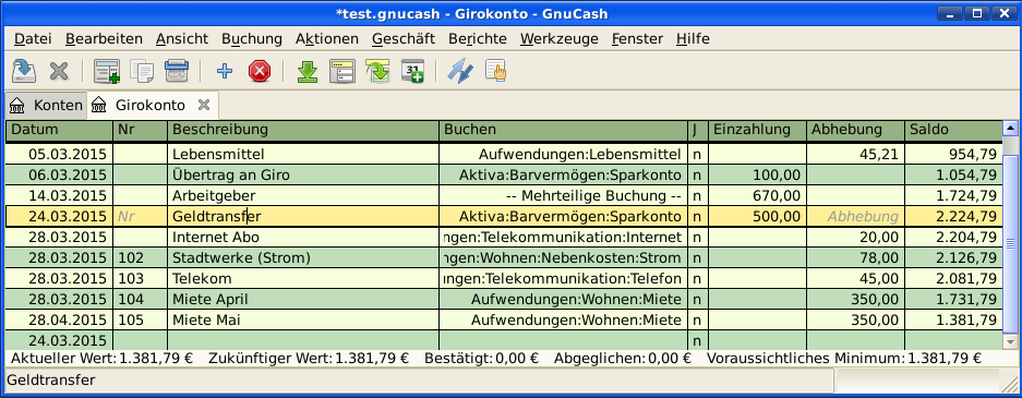 Das Kontenblatt Girokonto