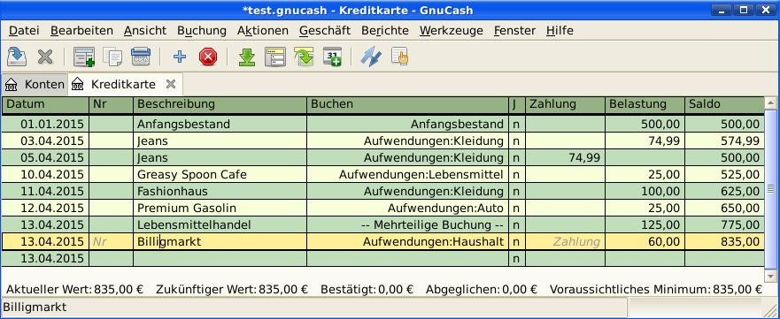 Erstkäufe auf Kreditkarte