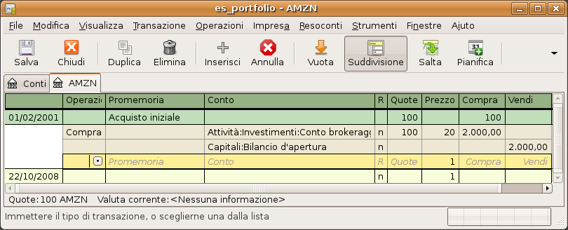 Impostazione del portafoglio