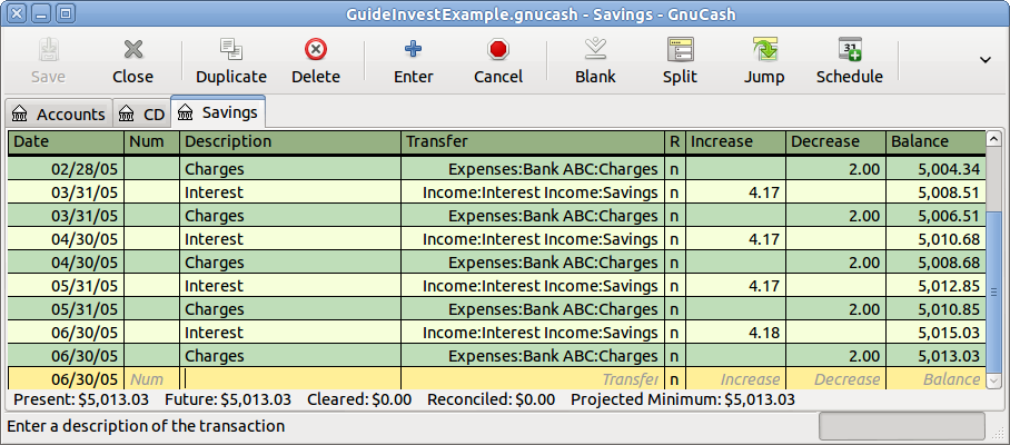 Setup Interest Investment