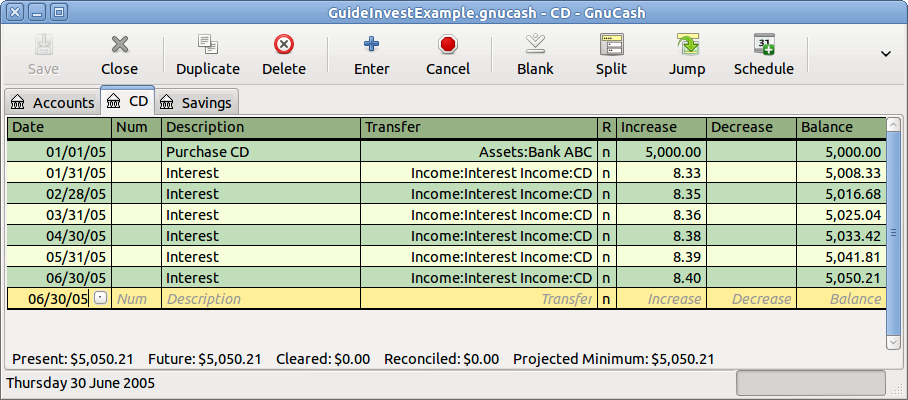 Setup Interest Investment